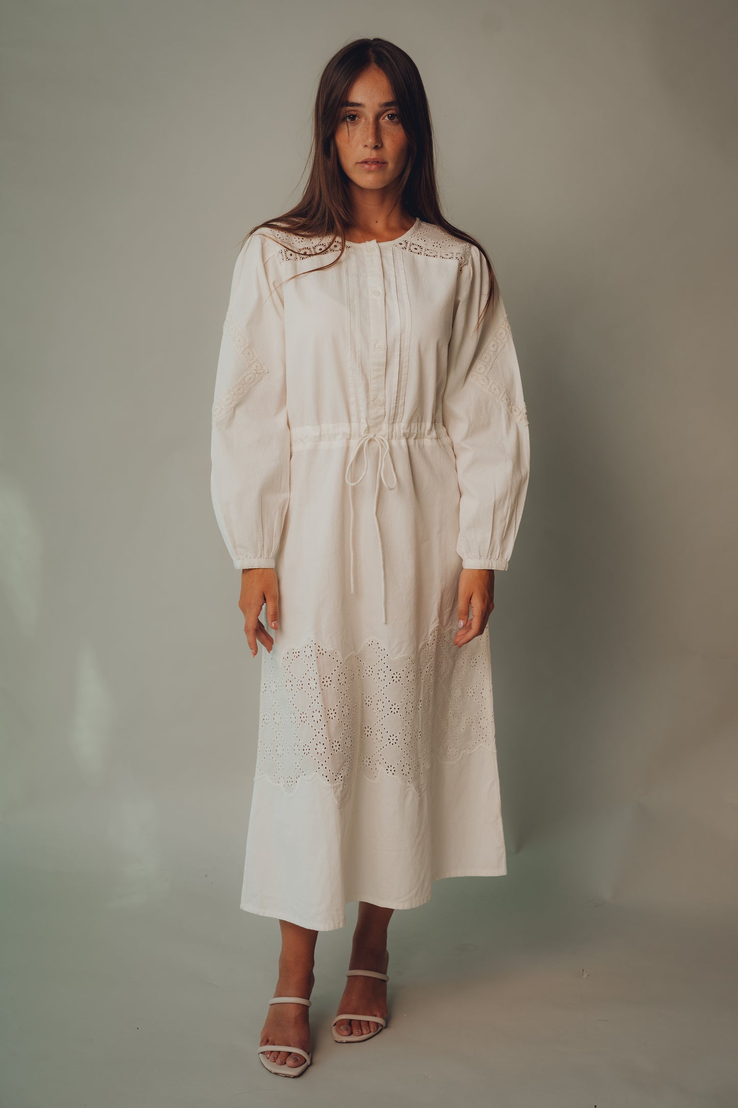 Vestido Largo Clarice - Vestido Blanco Bordados