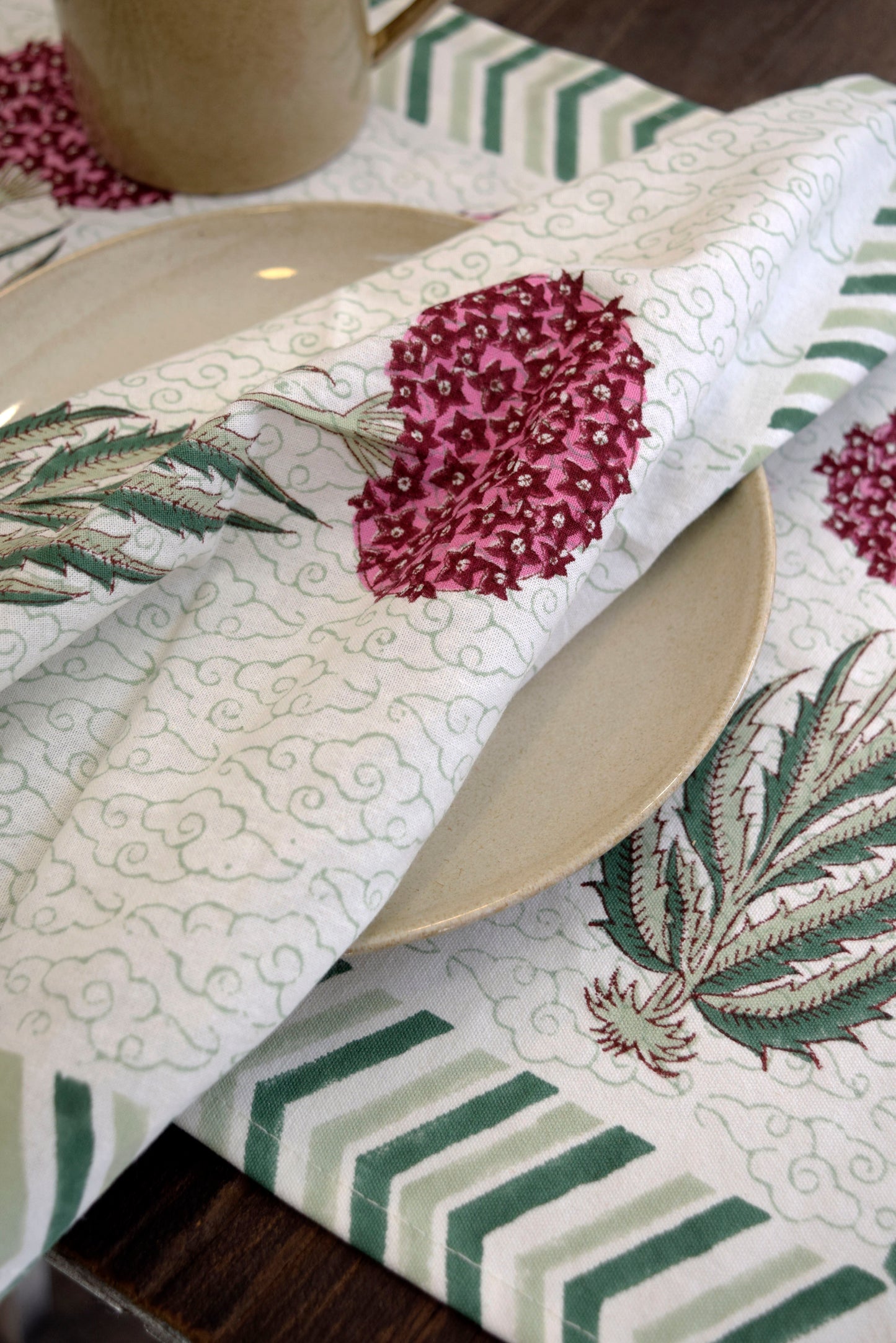 Flor Hortensia: Manteles Individuales | 6 Servilletas | Juego de Comedor |50x30cm