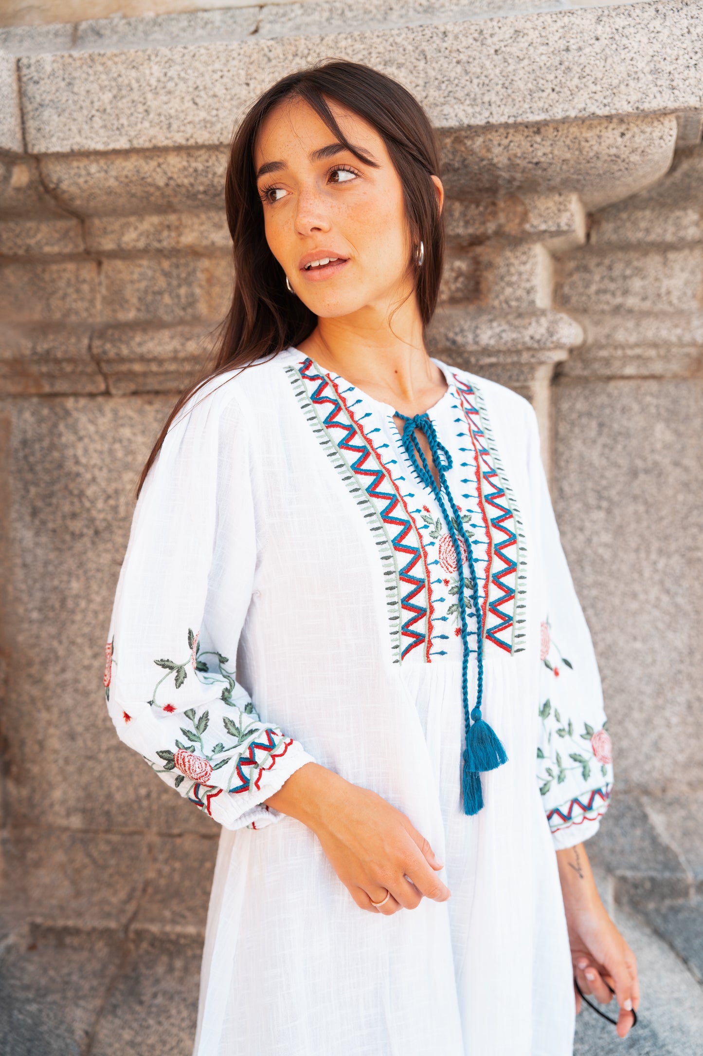 Vestido Corto Jardín Blanco