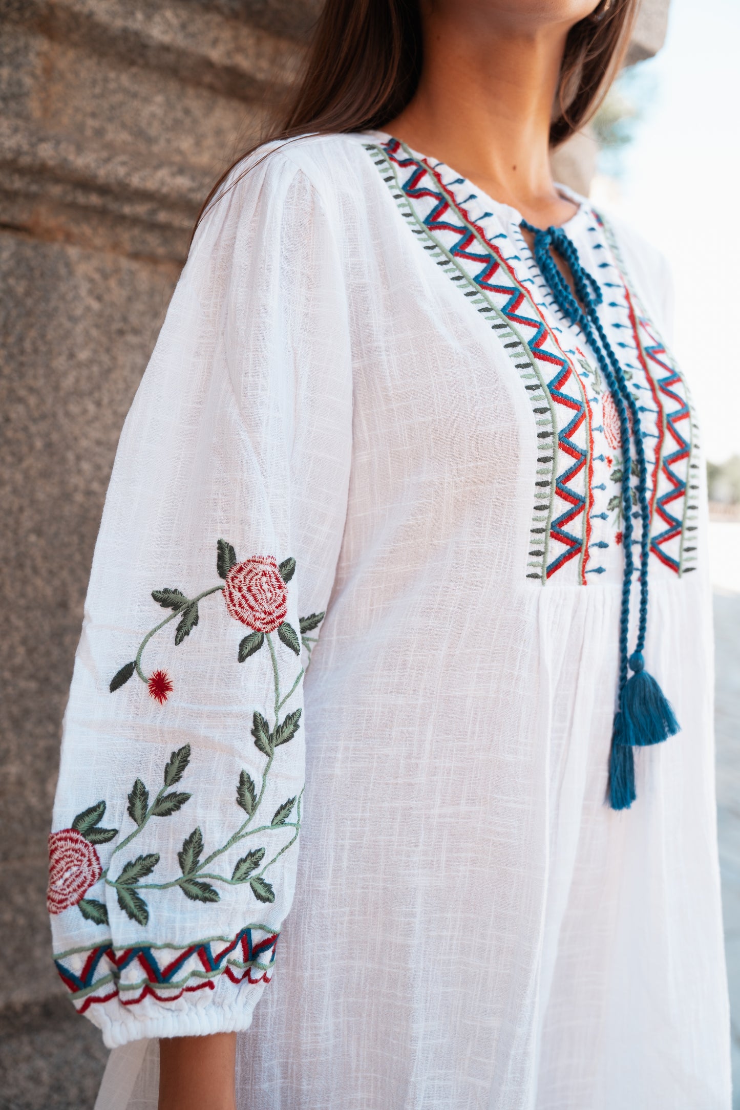 Vestido Corto Jardín Blanco