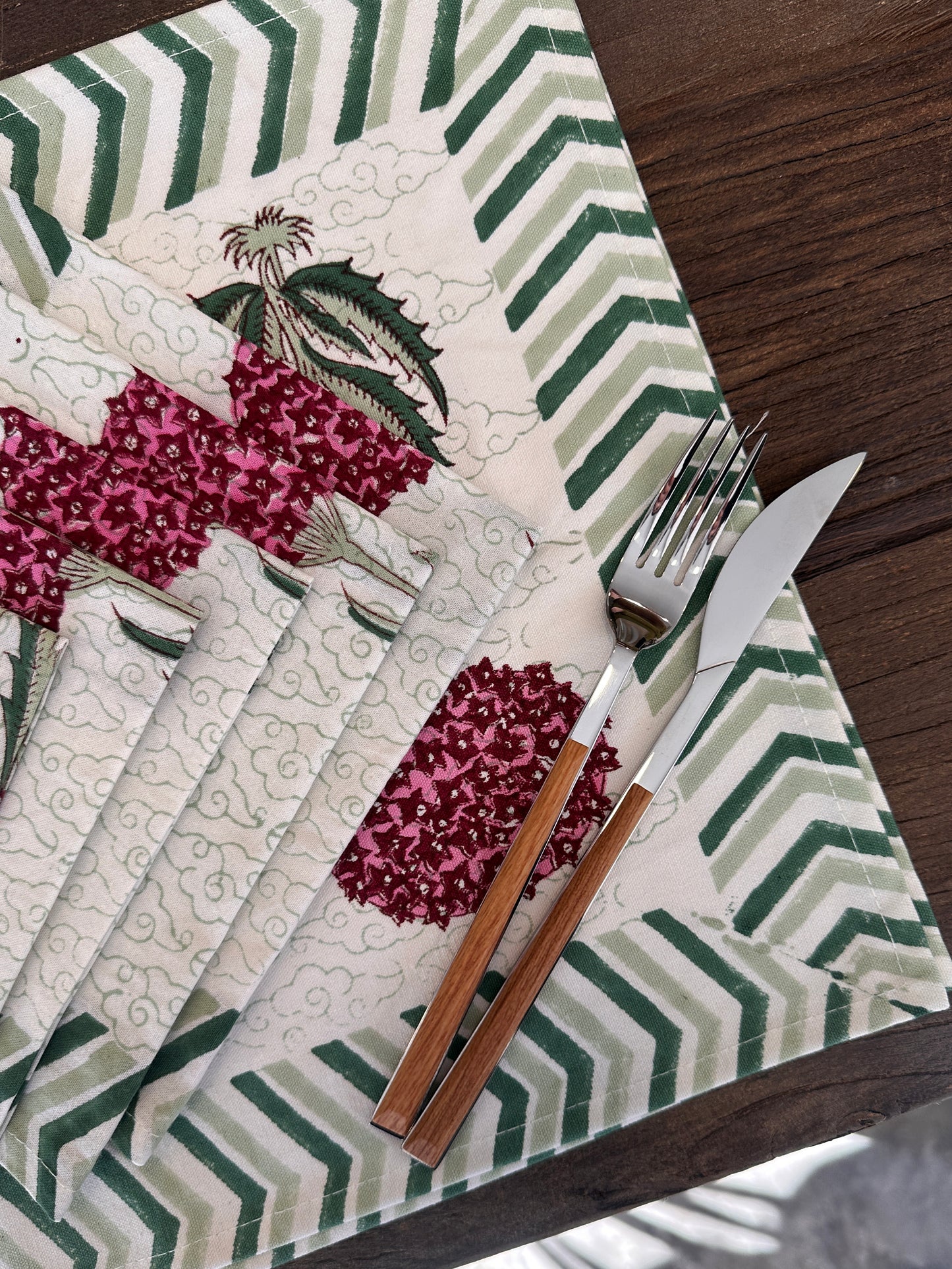 Flor Hortensia: Manteles Individuales | 6 Servilletas | Juego de Comedor |50x30cm