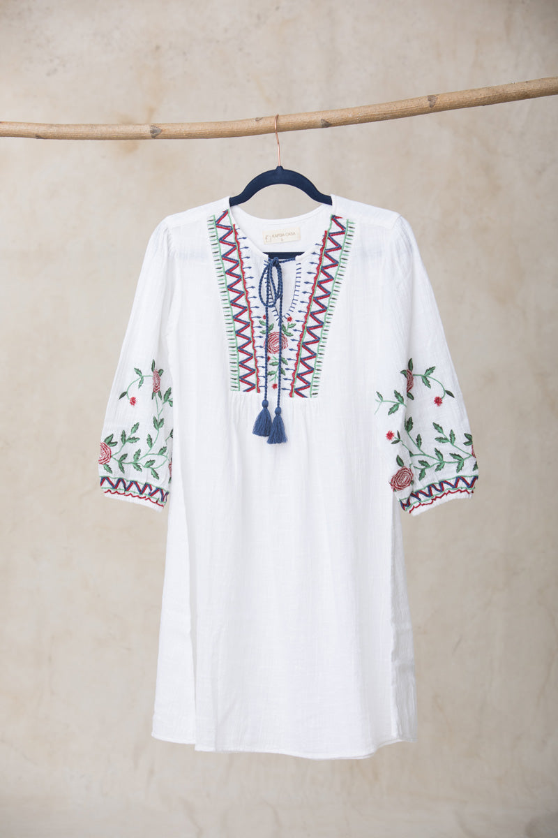 Vestido Corto Jardín Blanco