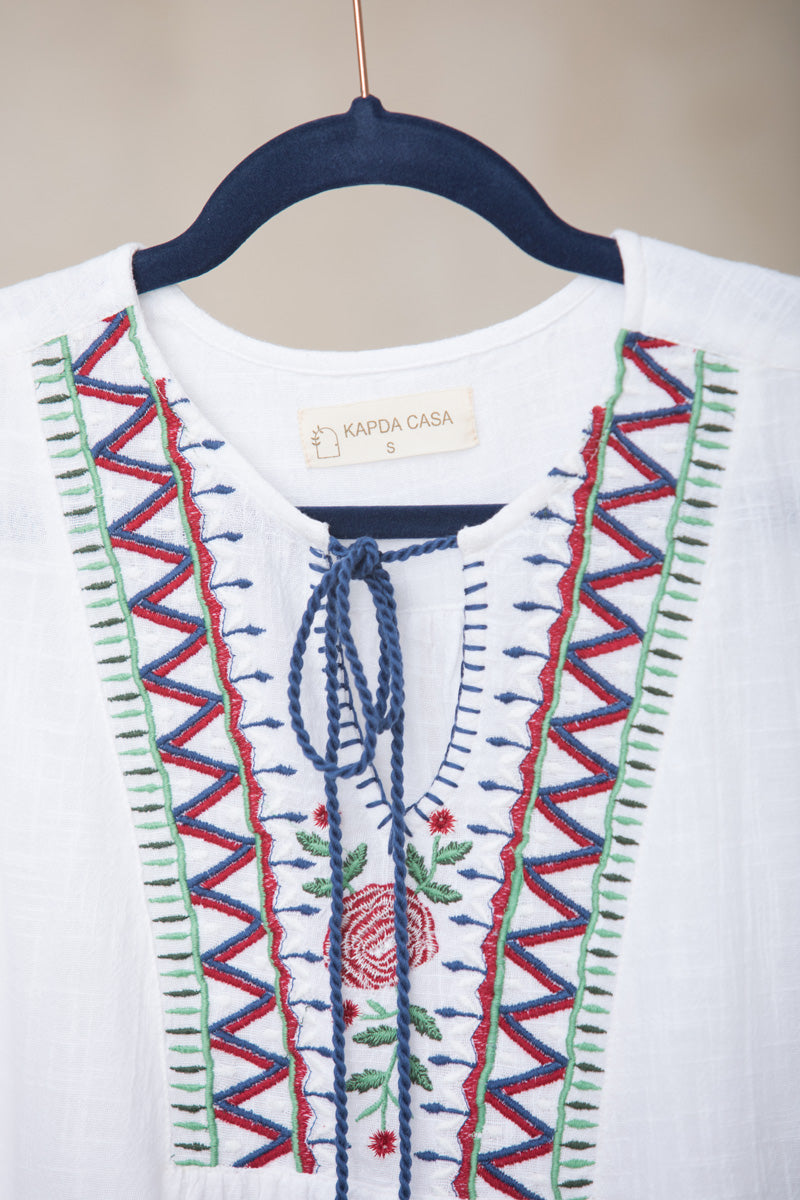 Vestido Corto Jardín Blanco