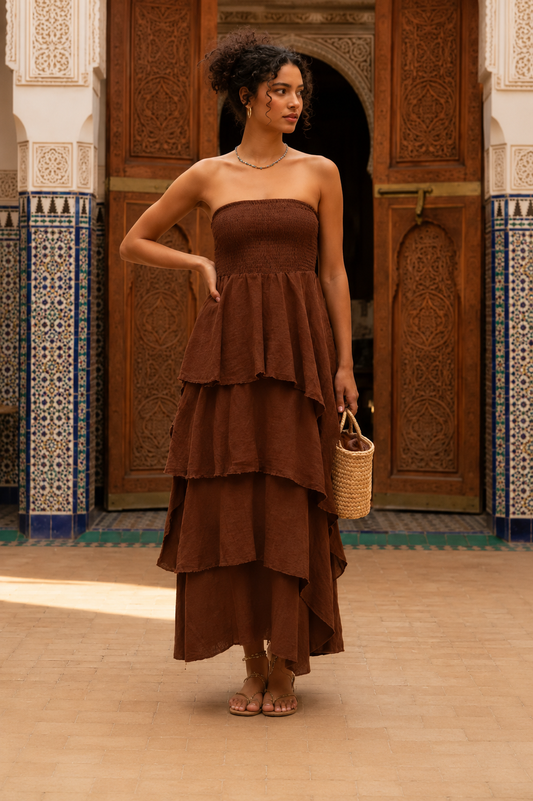 Menorca Dress- Brown