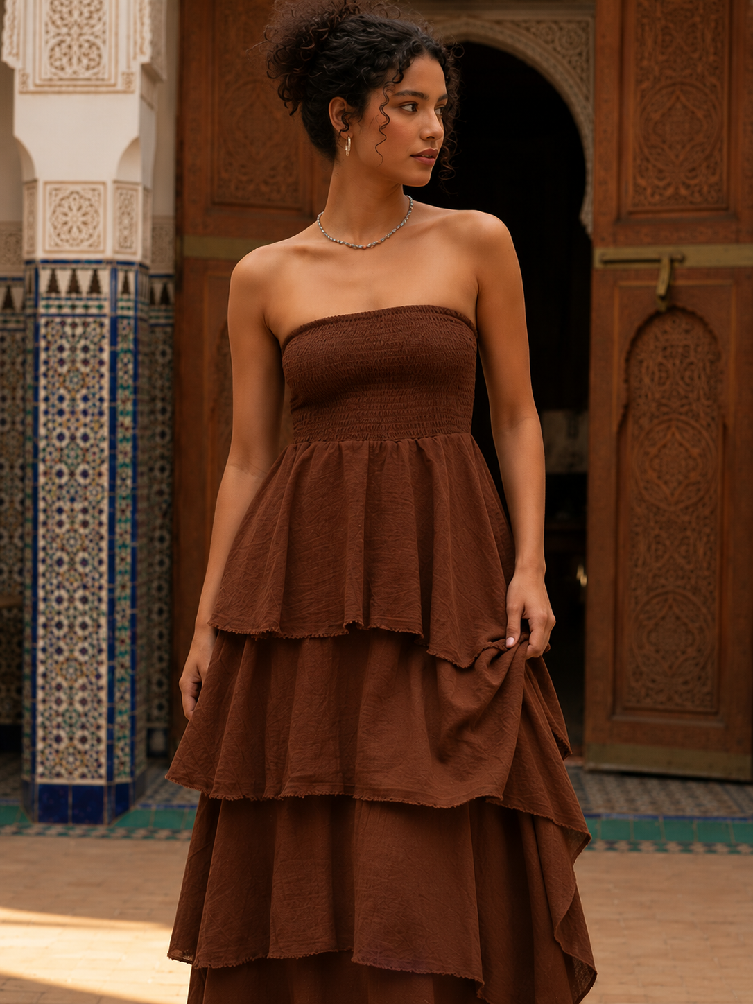 Menorca Dress- Brown