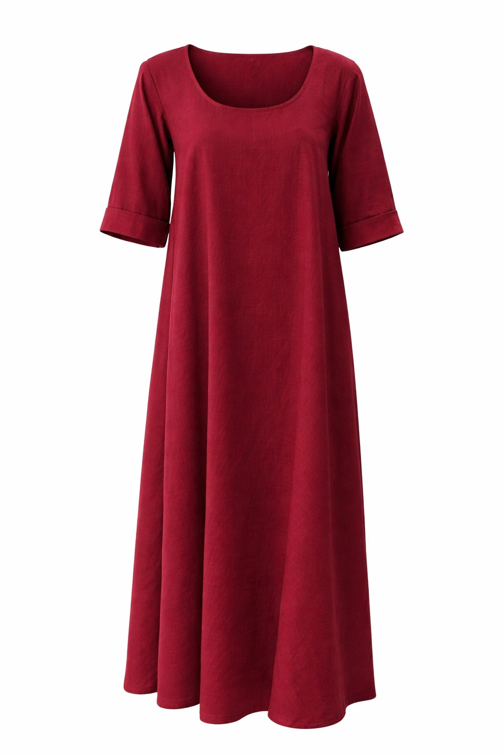 Aster Linen Dress- Deep Red